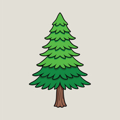Charming Christmas tree vector art in cartoon clipart style, perfect for festive projects.