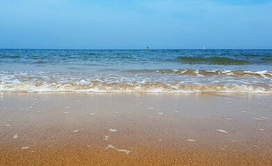 Beautiful sea, sand and blue sky in the summer day.