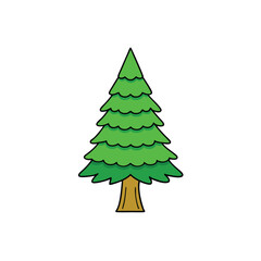 Charming Christmas tree vector art in cartoon clipart style, perfect for festive projects.