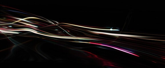 Dynamic Colorful Light Trails Dark Background