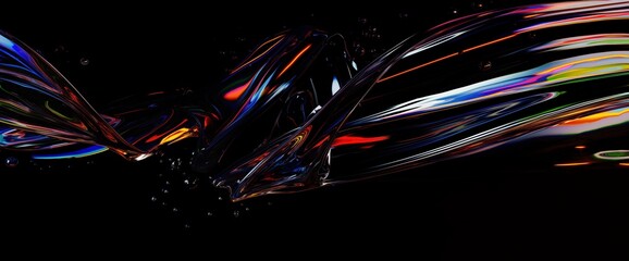 Dynamic Colorful Light Trails Dark Background