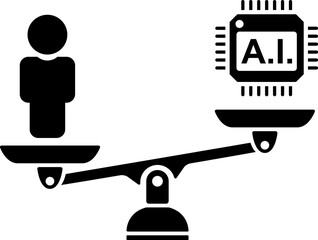 人間とA.I.をのせた天秤のアイコン