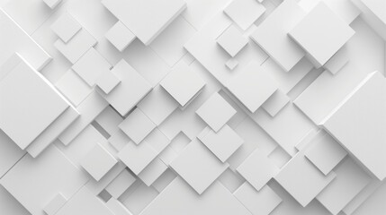 3D White Geometric Square Pattern Background