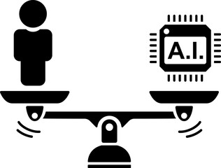 人間とA.I.をのせた天秤のアイコン