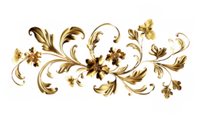 Ornate Golden Floral Design Element