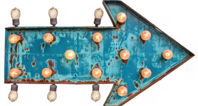 Blue Marquee Arrow Sign