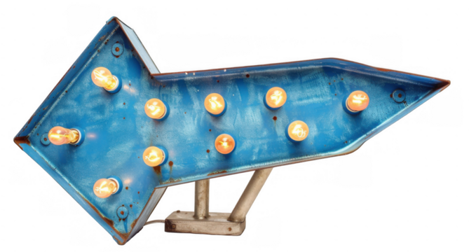 Blue Marquee Arrow Sign