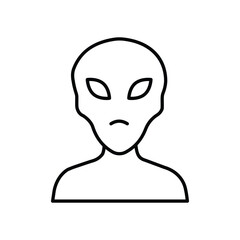 alien line icon with white background vector stock illustration