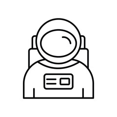 astronaut line icon with white background vector stock illustration
