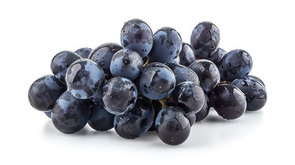 Fresh black grapes isolated on white background. 