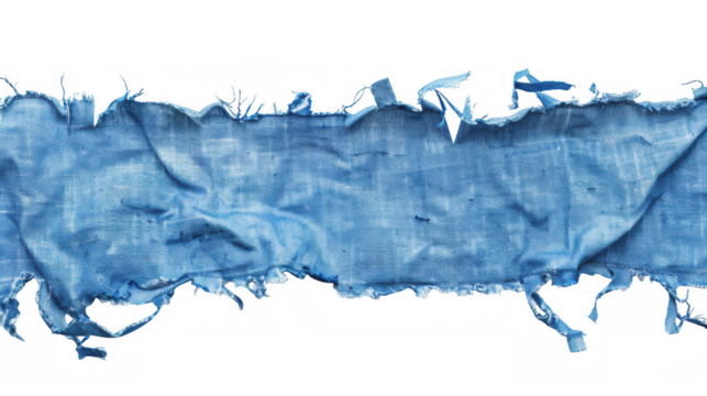 Torn Blue Fabric Strip