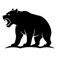illustration of a bear,animal, vector, tiger, head,The bear is standing stoically, illustration, wild, tattoo, black, mammal, wolf, 
