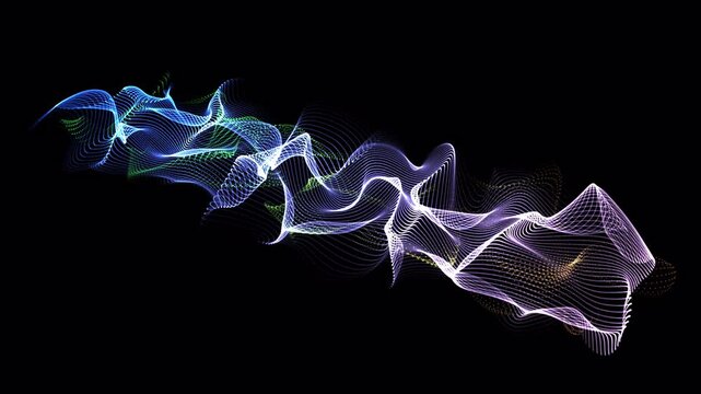 Abstract animated fractal string wave structure, concepts, ideas, 4k, transparent background with alpha channel, seamless loopable element