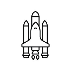 space shuttle line icon with white background vector stock illustration