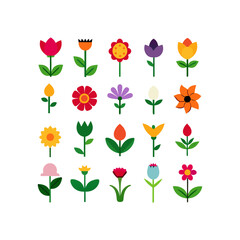 set of varieties flower pose icon