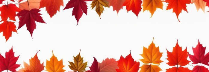 Fototapeta premium Banner Abstract flowing waves with red maples on white background with beautiful bokeh and with copy space 