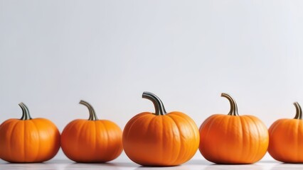 Obraz premium Abstract flowing waves with pumpkins on white background with beautiful bokeh and with copy space