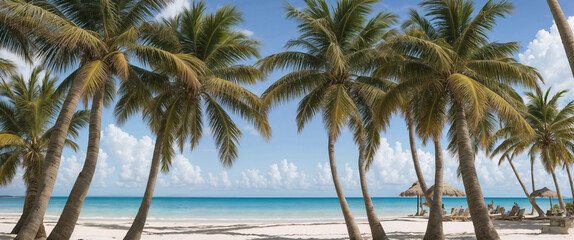 Fototapeta premium palm trees in summer on the tropical beach 