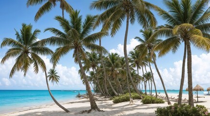 Fototapeta premium palm trees in summer on the tropical beach 