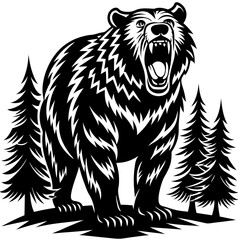 illustration of a bear,tiger, animal, vector, 