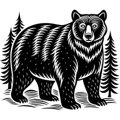 illustration of a bear,tiger, animal, vector, 