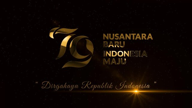 79th independence day logo of the republic of indonesia golden light effect