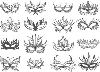 Doodle masquerade mask set