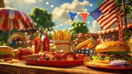 Obraz premium Independence Day BBQ Bash: Delicious Cookout Celebration