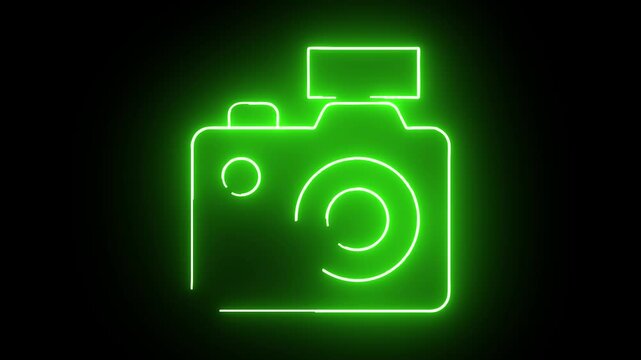 camera icon motion animation on white background.