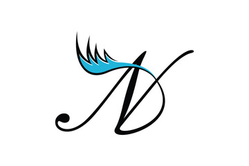 letter n design with a beautiful combination of eyelashes