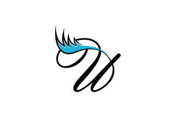 letter u design with a beautiful combination of eyelashes
