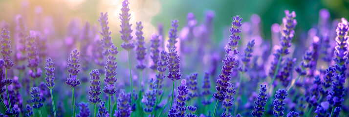 Naklejka premium beautiful fragrant purple lavender flowers in full frame background