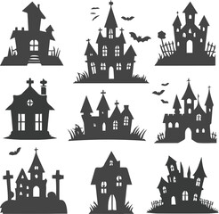 Haunted House Halloween Vector Illustration Collection