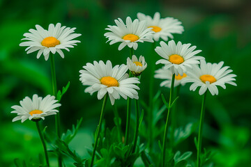 Fototapeta premium white daisy flowers with white petals in full frame background