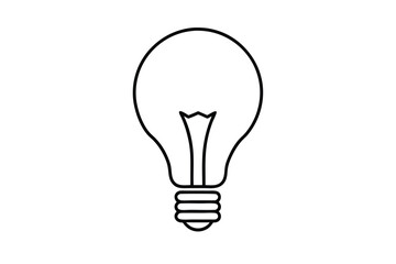 Light Bulb Single Line Art Vector Illustration Design on White Background - Printable Graphic.