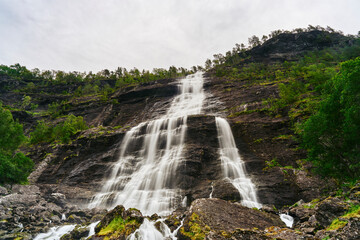 Aasafossen Waterfall by Skjolden in Luster, Western Norway.