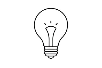 Light Bulb Single Line Art Vector Illustration Design on White Background - Printable Graphic.