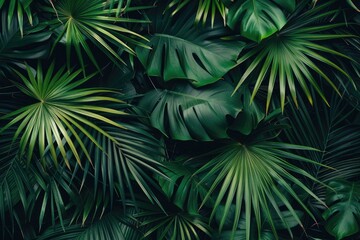 Obraz premium Tropical Foliage Background: Lush Greens and Patterns