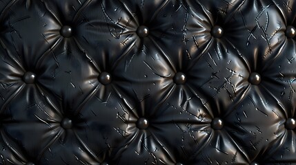 Naklejka premium Leather texture surface with luxury seamless sewing thread diamond square shape pattern in black color for background wallpaper and design, closeup