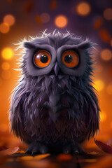 Fototapeta premium Surprised Owl on Yellow Background