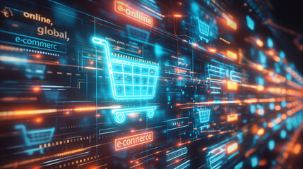 Obraz premium A digital shopping cart icon with 