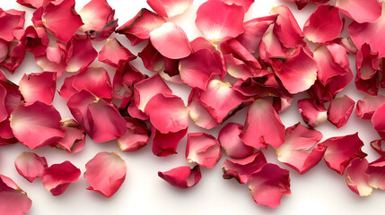 Scattered Rose Petals on a White Background for Design and Creativity