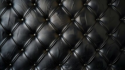 Naklejka premium Leather texture surface with luxury seamless sewing thread diamond square shape pattern in black color for background wallpaper and design, closeup