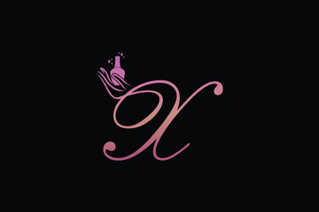 letter x design with a combination of hands and nails