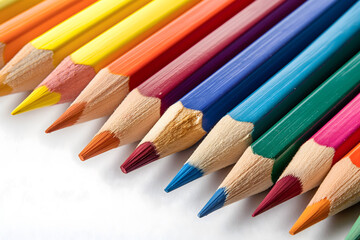 Fototapeta premium Vibrant Assortment of Colored Pencils on a White Background