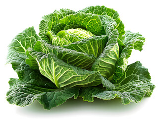 Obraz premium Fresh Green Cabbage on a White Background