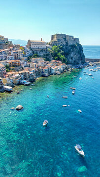 Aerial view of the medieval village of Scilla and Chianalea in Calabria