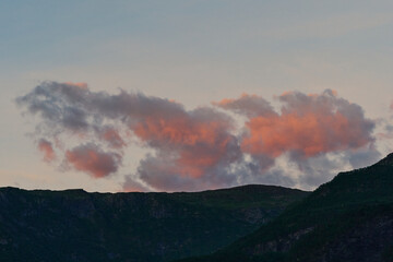 Evening sky above the Fortunsdalen Valley in Western Norway.
