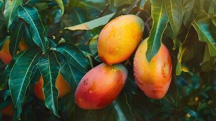 Milkshakes topped with cream in tall glasses adorned with assorted fruits on a white table against a colorful backdrop. Viewed from the front.