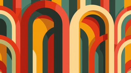 Geometric Striped Pattern with Arch Shapes